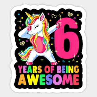 6 Years Old Unicorn Dabbing 6Th Birthday Girl Unicorn Party Sticker